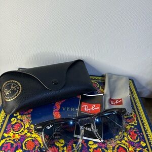 Ray-Ban Black and Silver Sunglasses with Case